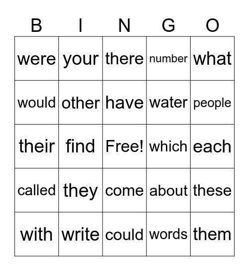 Fry's 1st List BINGO Card
