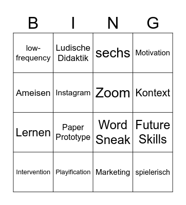 Spielend lernen - in der Spark Arena Bingo Card