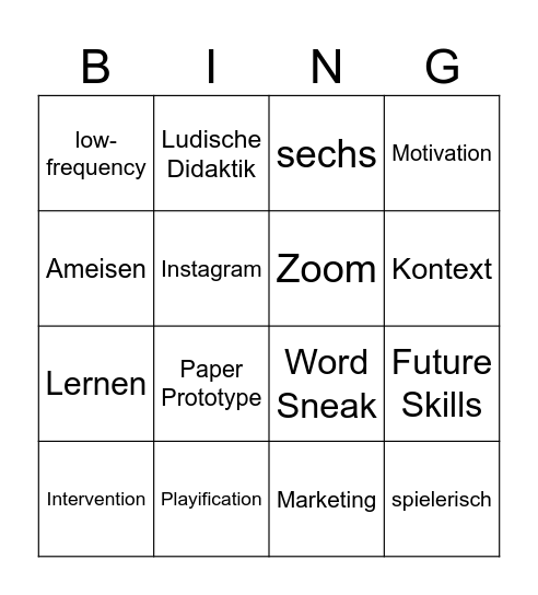 Spielend lernen - in der Spark Arena Bingo Card