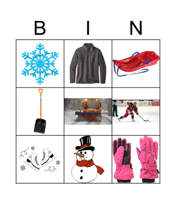 Winter Pictures Bingo Card