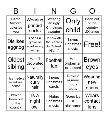 Mingle & Jingle Bingo Card