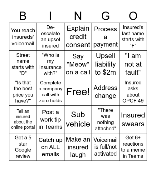 SR January Bingo! Bingo Card