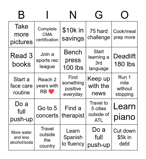 2024 GOALS Bingo Card