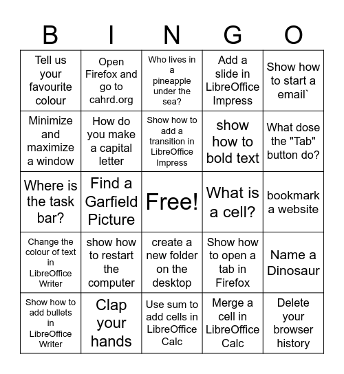 Computer Lending Libaray Bingo Card