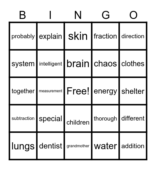 Wordingo #2 Bingo Card