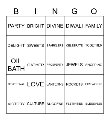 VHE Diwali Bingo Card