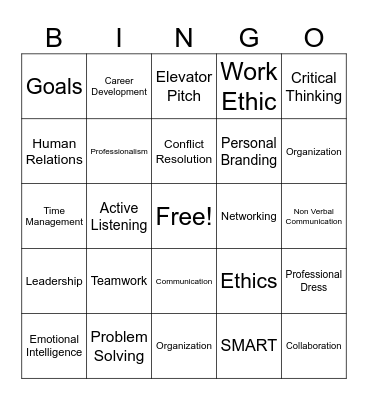 Soft Skills Bingo Card