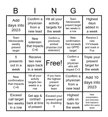Holiday Bingo Card