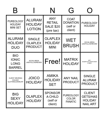 HOLIDAY BINGO Card