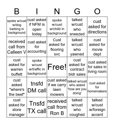 Spring Fling Bingo Card