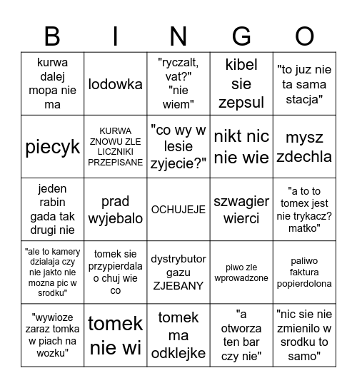 ✨️ o c h u j e j e ✨️ Bingo Card