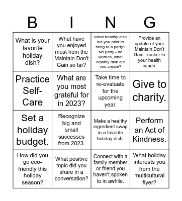 2023 MDG Ring In Your Challenge Progress Bingo Card