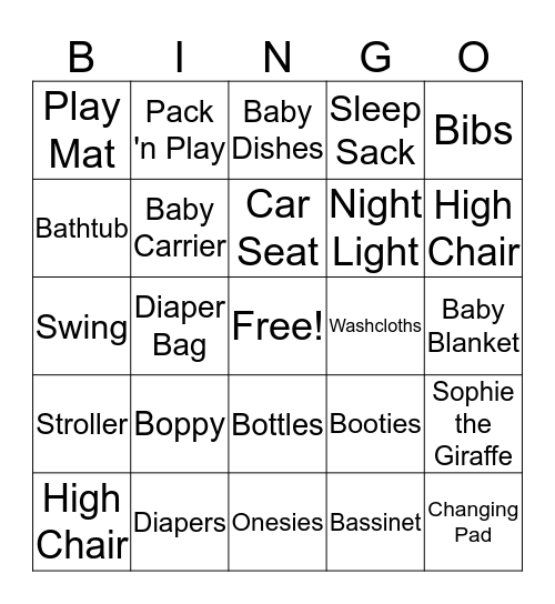 Molly's Baby Shower Bingo Card