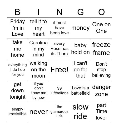 Capital Vacations Music Bingo Card
