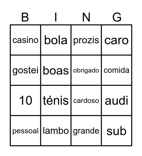Bingo do vski Bingo Card
