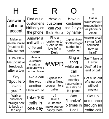 Spring 2016 Bingo Card