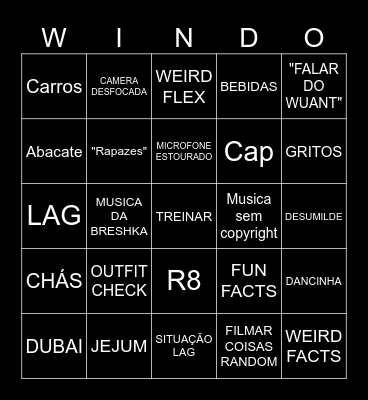 WINDOH BINGOH Bingo Card