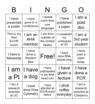 ECVR BINGO Card