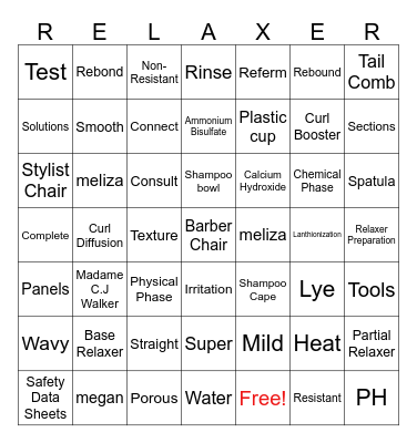 7x7 Relaxer Bingo Card