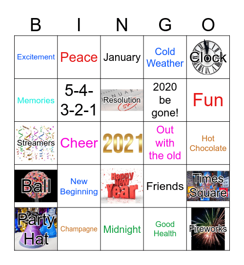 New Years Bingo Card