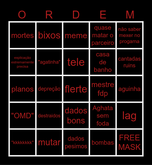 ordem Bingo Card