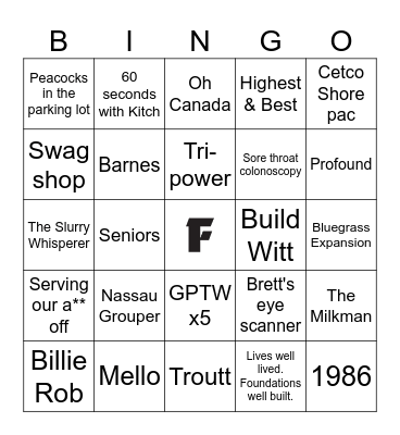 Foundation Technologies Inc. Bingo Card