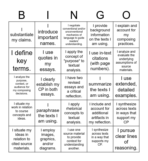 Portfolio Bingo (2023) Bingo Card