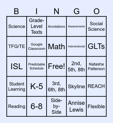 Lead Coach Bingo Card