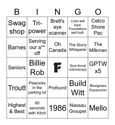 Foundation Technologies Inc. Bingo Card