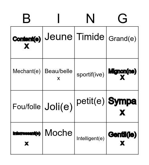 Le Bingo - Comment es-tu ?Gr Bingo Card