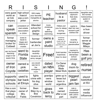 Rising Christmas Bingo Card