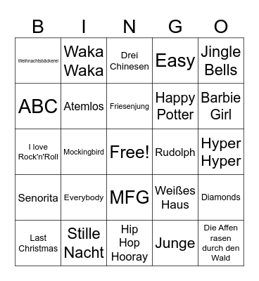 Musik Bingo Card
