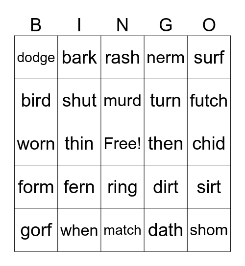 CORE Words 2 Bingo Card