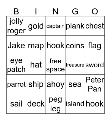 pirate bingo! Bingo Card