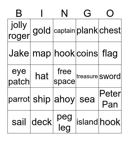 pirate bingo! Bingo Card