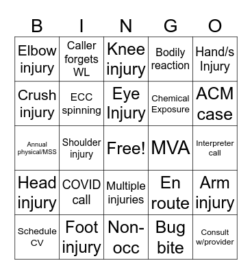 COS Virtual Services BINGO Card