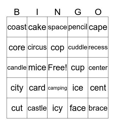 Soft C / Hard C Bingo Card
