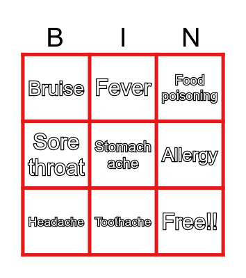 Illnesses Bingo Card