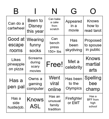 OSH ICEBREAKER: HUMAN BINGO! Bingo Card