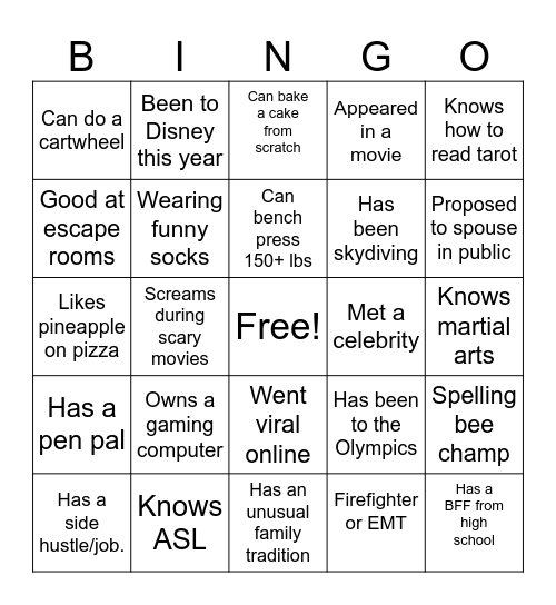 OSH ICEBREAKER: HUMAN BINGO! Bingo Card