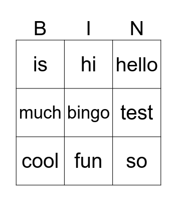 Fraser Academy Speech Bingo Card