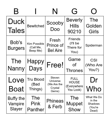 TV Themes 008 Bingo Card