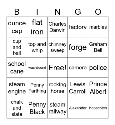 Victorian Vocabulary Bingo Card