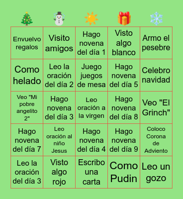 NAVIDAD RECREATIVA Bingo Card
