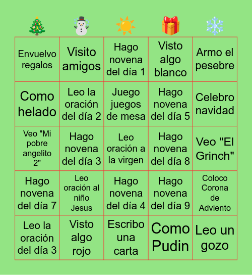 NAVIDAD RECREATIVA Bingo Card