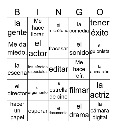 vocabulario unidad 6 lección 1 español II Bingo Card