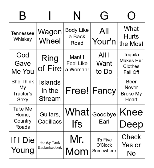 Maddy's Country Bingo #2 Bingo Card