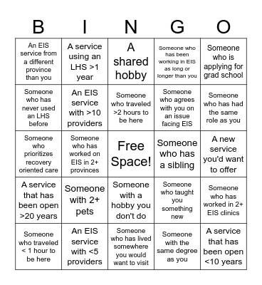 Conference Bingo Card