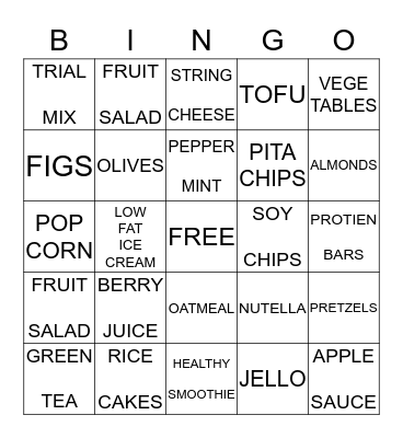 HEALTHY SNACKS Bingo Card