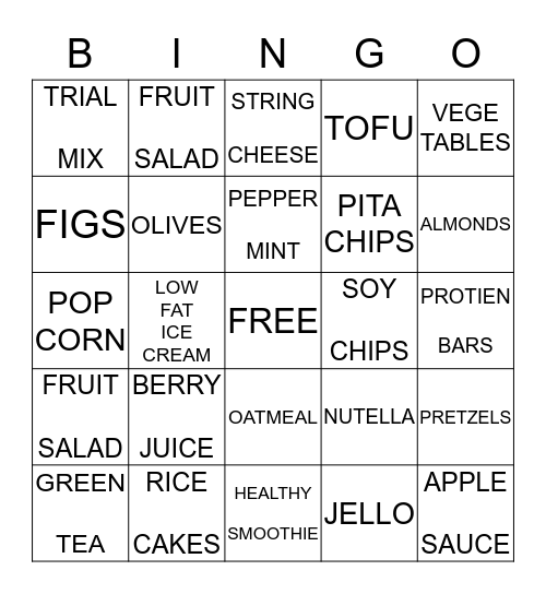 HEALTHY SNACKS Bingo Card